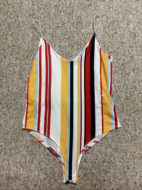 gaze Multicolor Striped Spaghetti-Strap Bodysuit